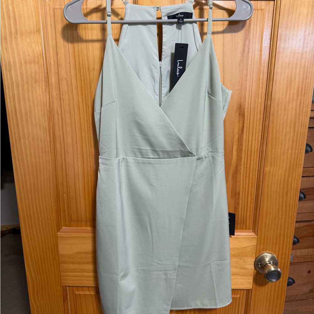 Lulu's Light Green Mini Wrap Dress